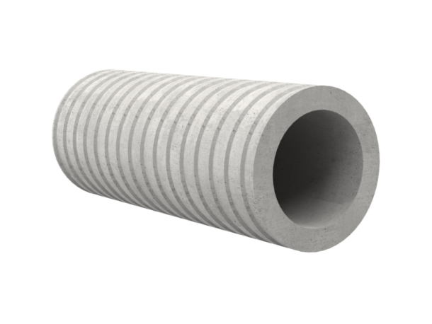 Graues Faserzement-Futterrohr auf weissem Hintergrund.